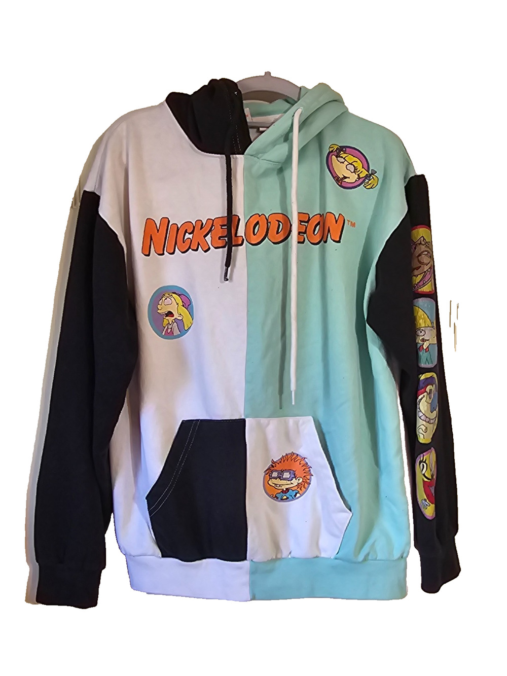 Nickelodeon Hoodie Rugrats Hey Arnold Ren Stimpy Colorblock Graphic Mens M